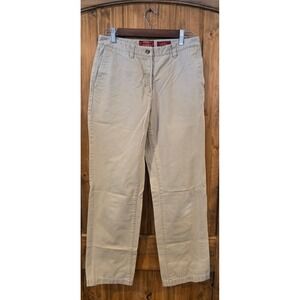 Eddie Bauer Khakis Pants Womens 6 Beige Regular Fit Flat-Front Signature Twill